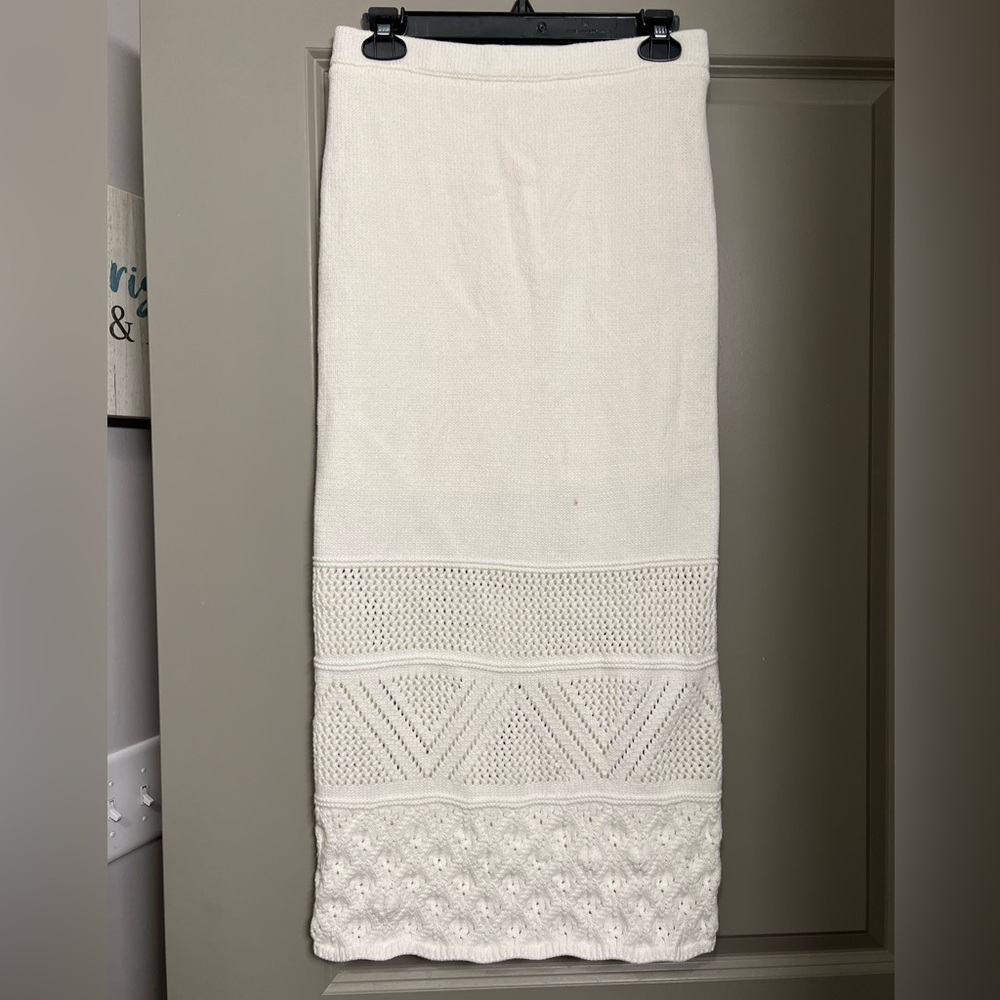 House of Harlow 1960 Cream Crochet Midi Skirt - Size Small